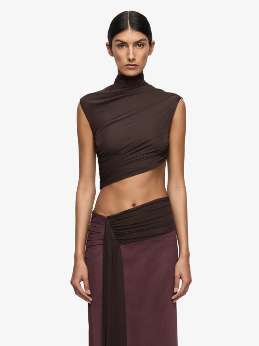 Conni Asym Dress - Dark Choc