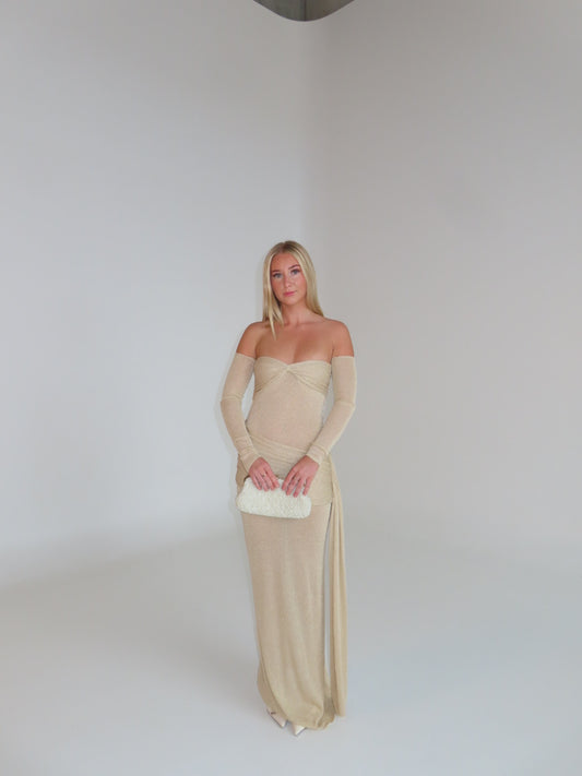 Meshki - Ingrid Metallic Knit Maxi Gown