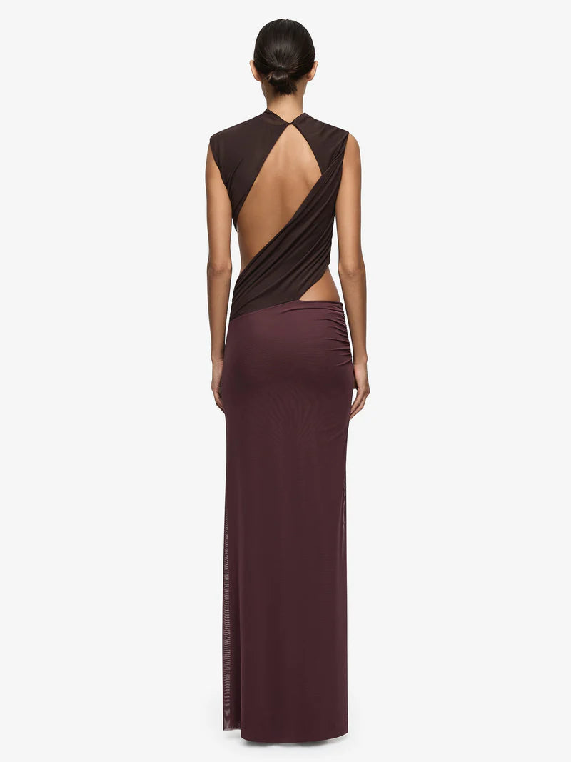 Conni Asym Dress - Dark Choc