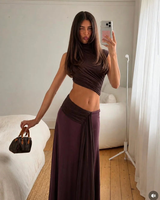 Conni Asym Dress - Dark Choc