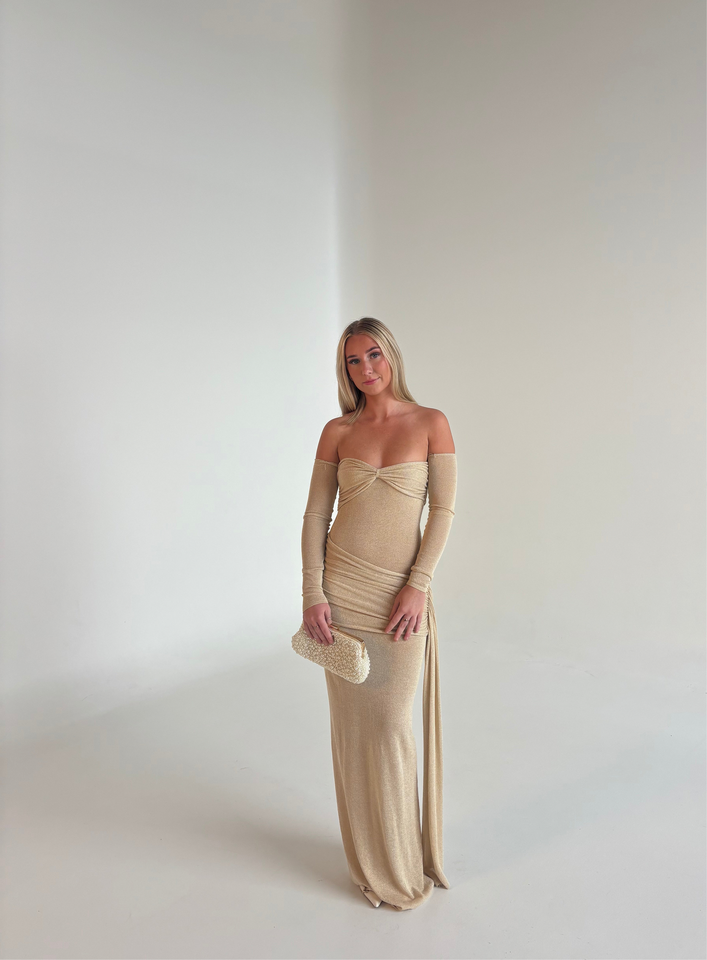 Meshki - Ingrid Metallic Knit Maxi Gown