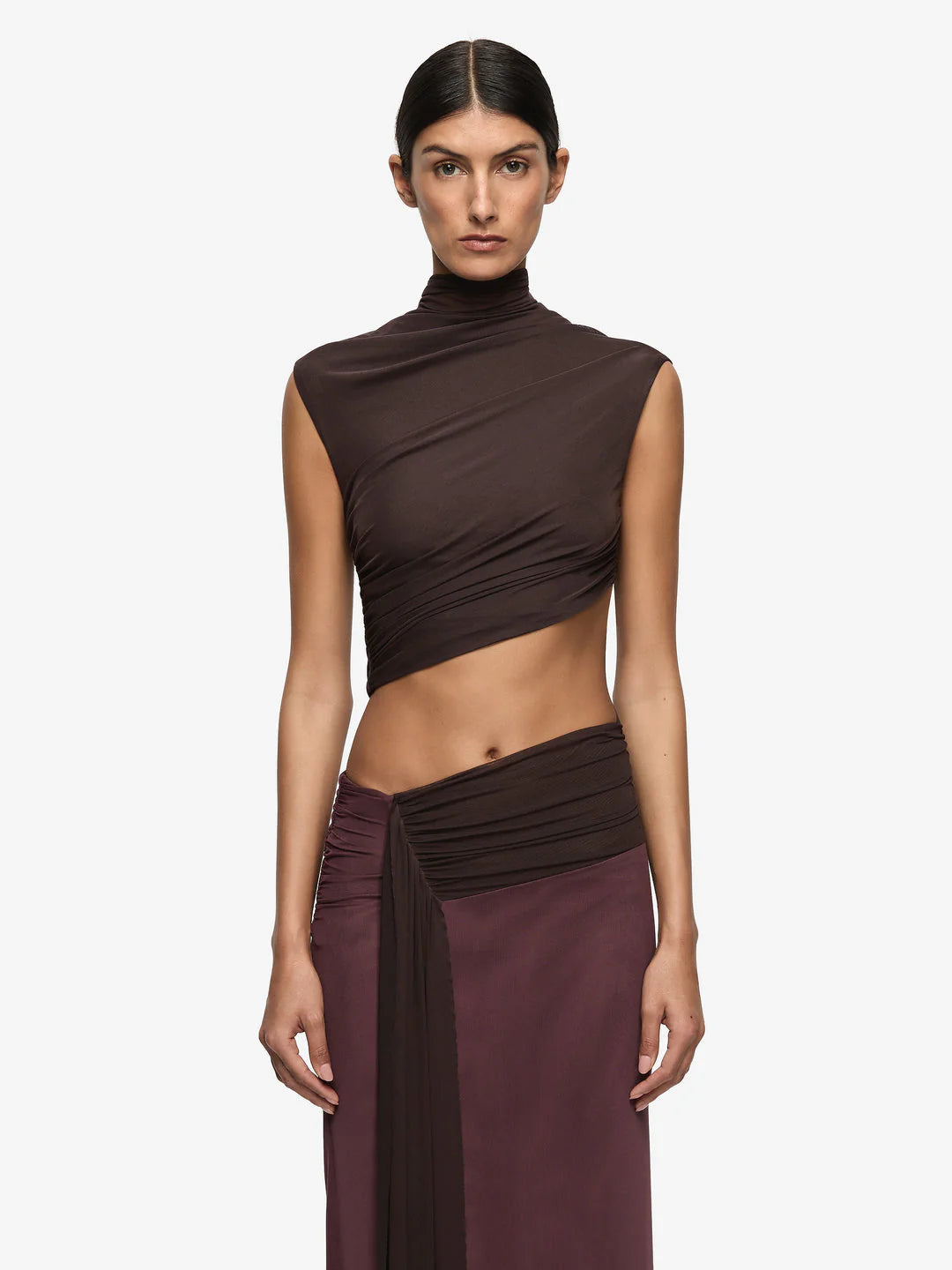 Conni Asym Dress - Dark Choc