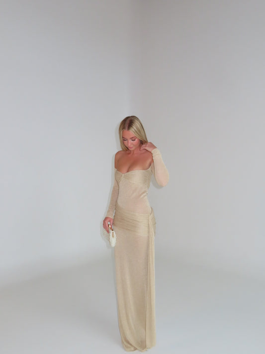 Meshki - Ingrid Metallic Knit Maxi Gown